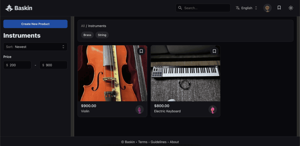Violin and electric keyboard musical instruments for sale on Hozay Portfolio page.