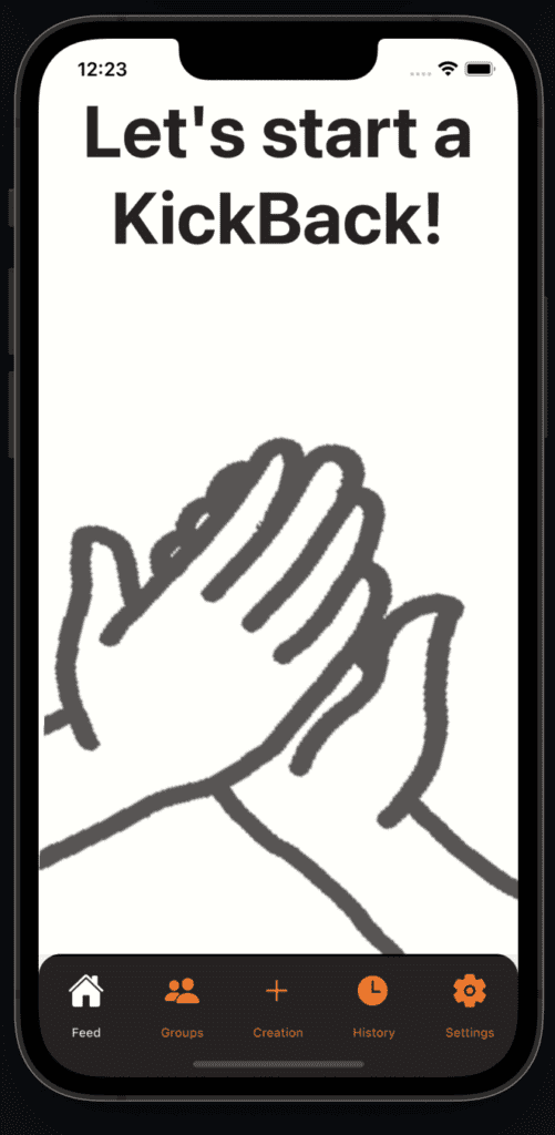 High-five hand illustration for KickBack app onboarding.