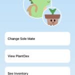 Cute plant lover mascot on Hozay portfolio app settings screen, emphasizing plant management features.