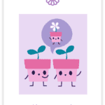 Cheerful plant-themed app illustration promoting social connections and earning points, with cute character design.