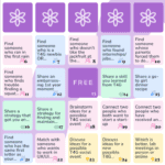 Find someone who ran in the first rain, bingo card for social interaction, fun team activity.