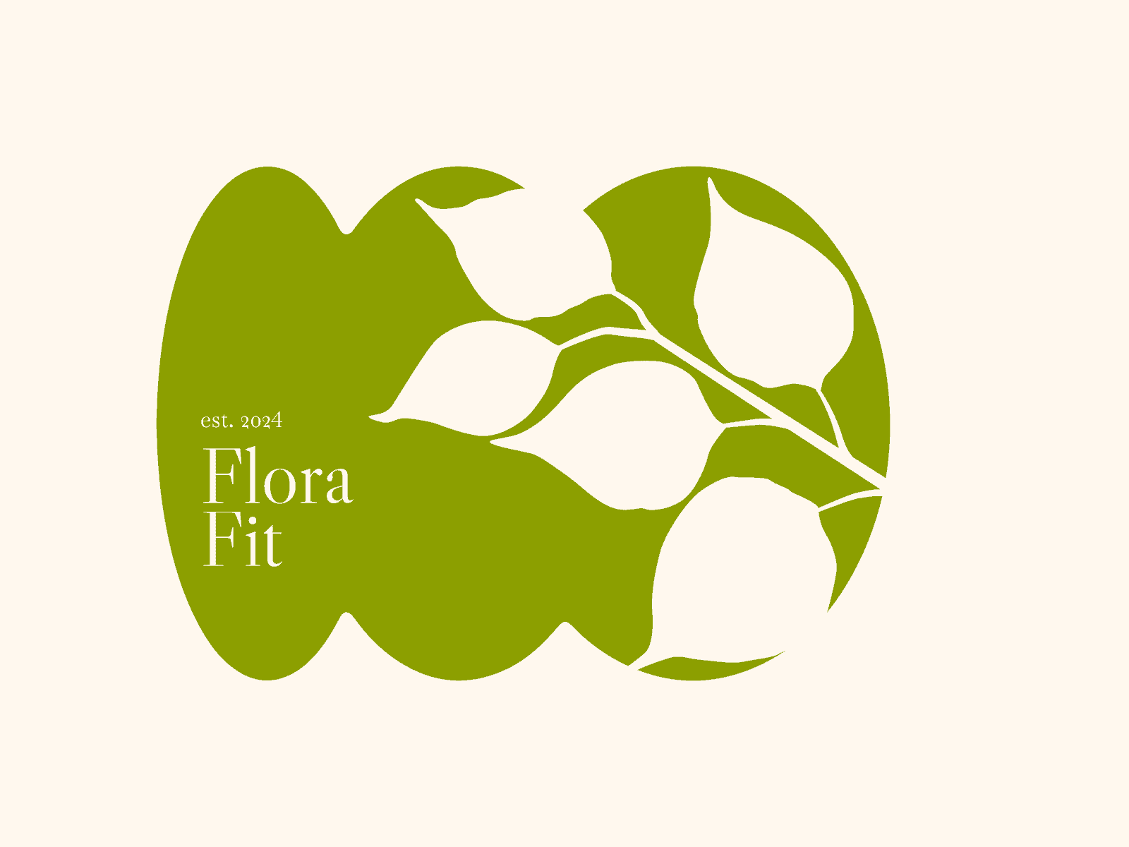 Eco-friendly green leaf logo for Flora Fit, established 2024, promoting sustainability and plant-based fitness.